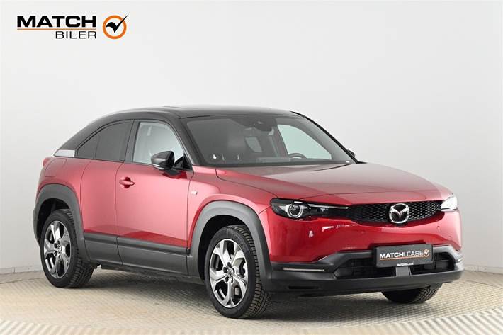 Rød Mazda MX-30 fra 2023 set udefra