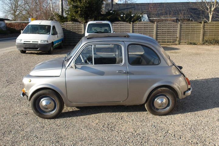 Sølv Fiat 500 fra 1970
