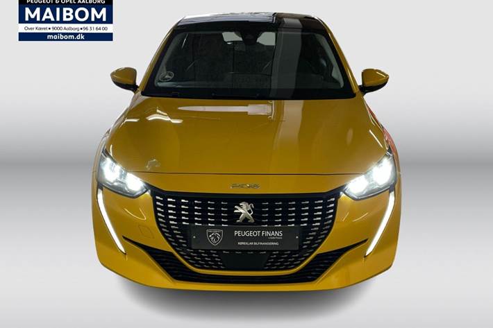 Gul Peugeot 208 fra 2020