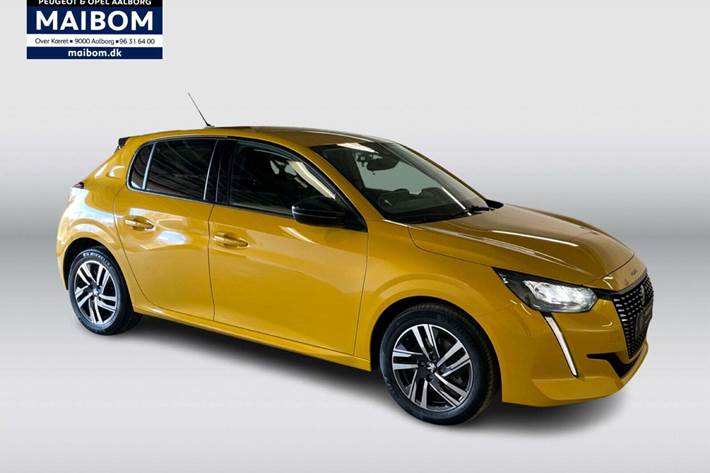 Gul Peugeot 208 fra 2023