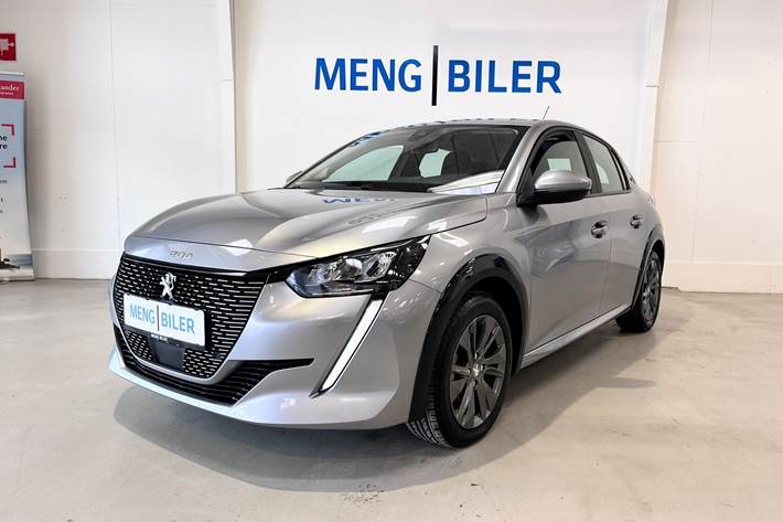 Sølv Peugeot e-208 fra 2021 set udefra
