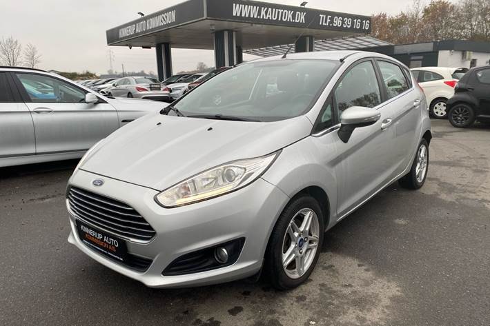 Sølv Ford Fiesta fra 2013 set udefra