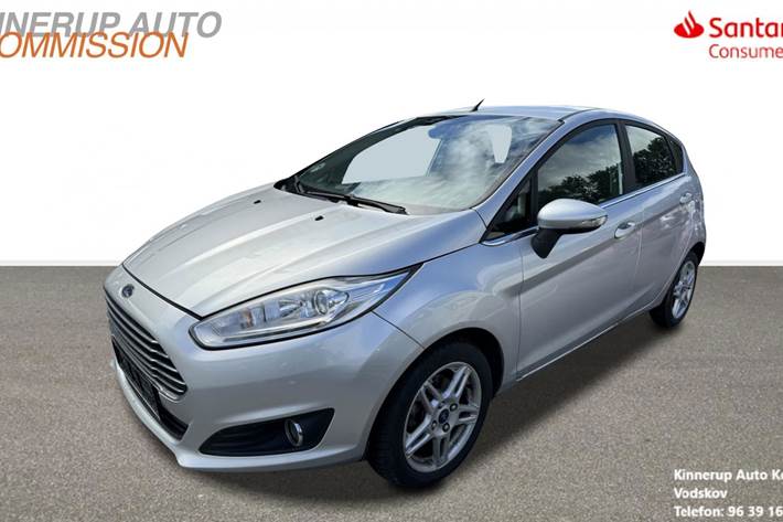 Sølv Ford Fiesta fra 2014 set udefra