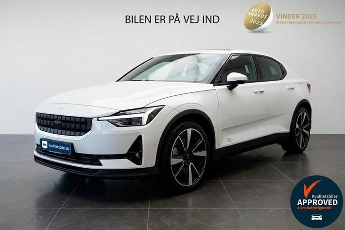 Hvid Polestar 2 fra 2021 set udefra