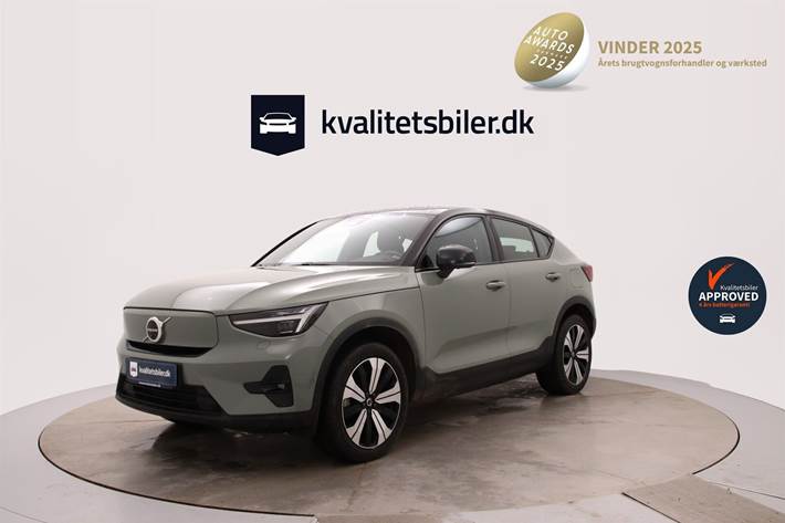 Grøn Volvo C40 fra 2021 set udefra