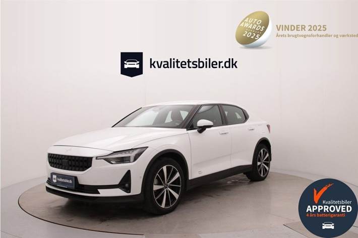 Hvid Polestar 2 fra 2021 set udefra
