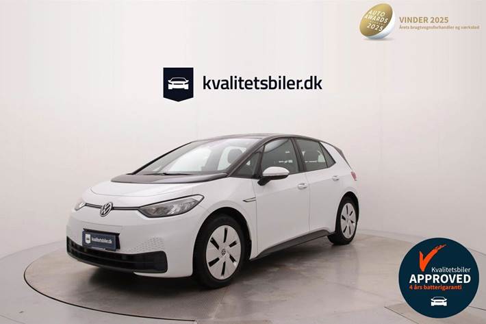 Hvid VW ID.3 fra 2021 set udefra