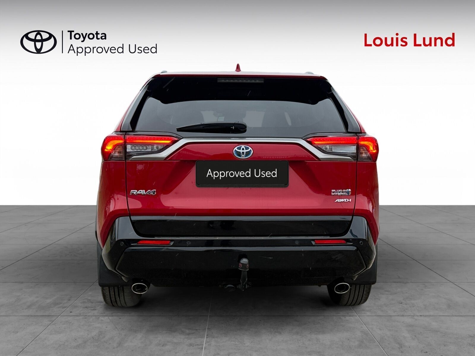 Rød Toyota RAV4 Plug-in fra 2021 set udefra