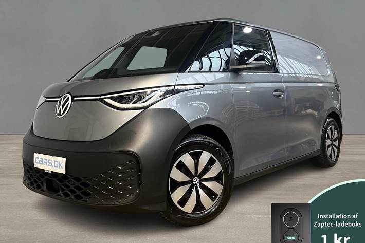 Grå VW ID.Buzz Cargo fra 2024 set udefra