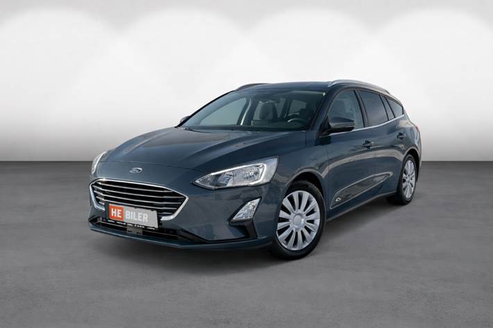 Blå Ford Focus fra 2019 set udefra