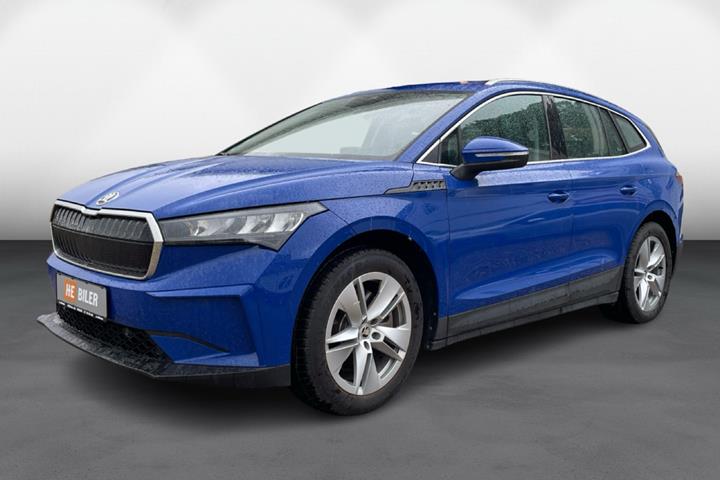 Blå Skoda Enyaq iV fra 2021 set udefra