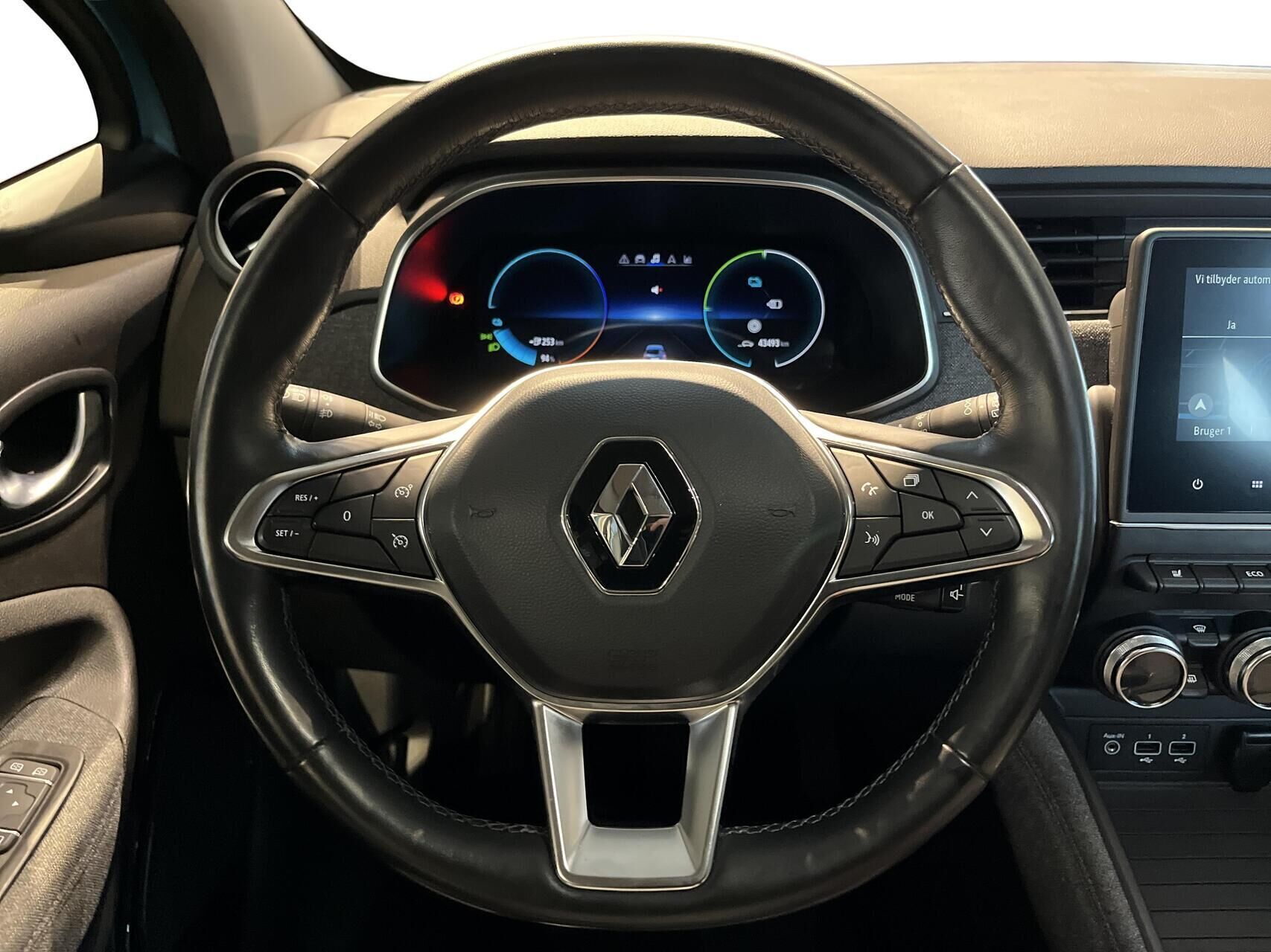 Blå Renault Zoe fra 2022 set indefra