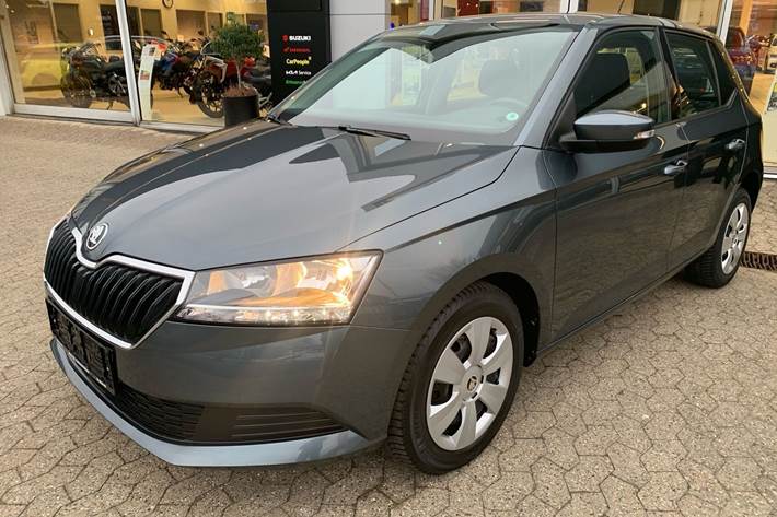 Grå Skoda Fabia fra 2018 set udefra