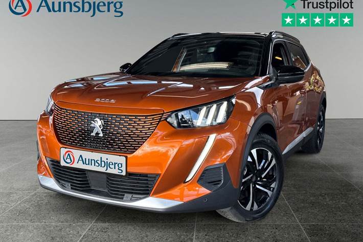 Orange Peugeot e-2008 fra 2023 set udefra