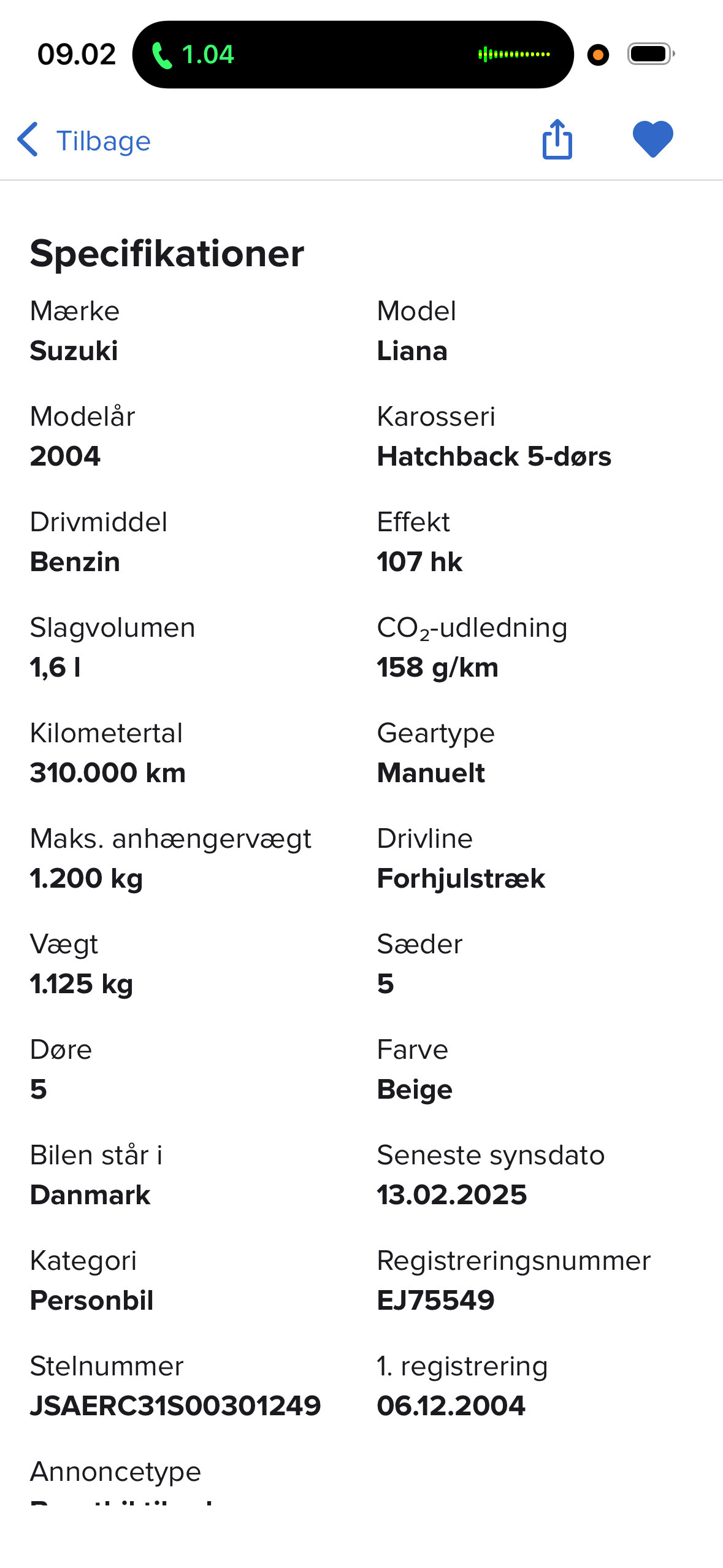 Beige Suzuki Liana fra 2004