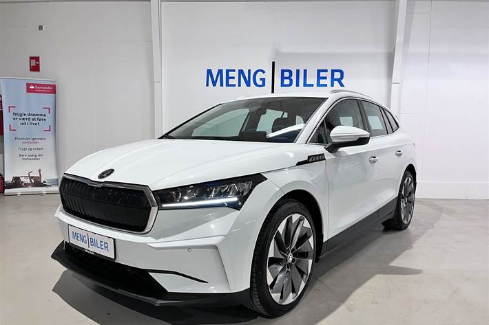 Hvid Skoda Enyaq fra 2021 set udefra