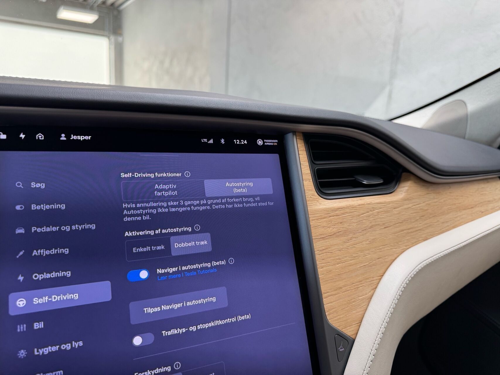 Blå Tesla Model S fra 2019