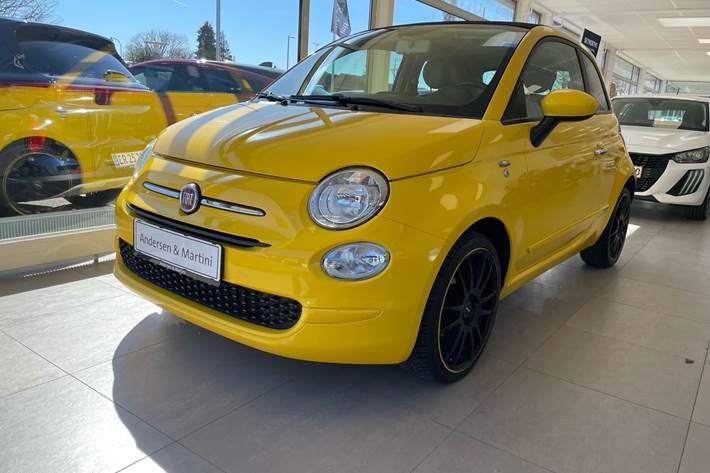 Gul Fiat 500C fra 2018
