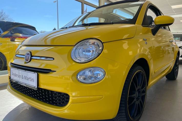 Gul Fiat 500C fra 2018