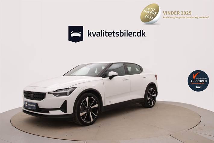 Hvid Polestar 2 fra 2022 set udefra