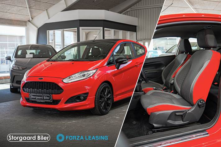 Rød Ford Fiesta fra 2015