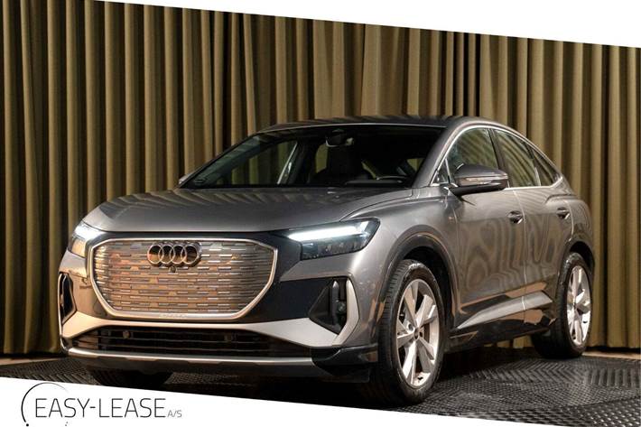 Grå Audi Q4 e-tron fra 2024 set udefra