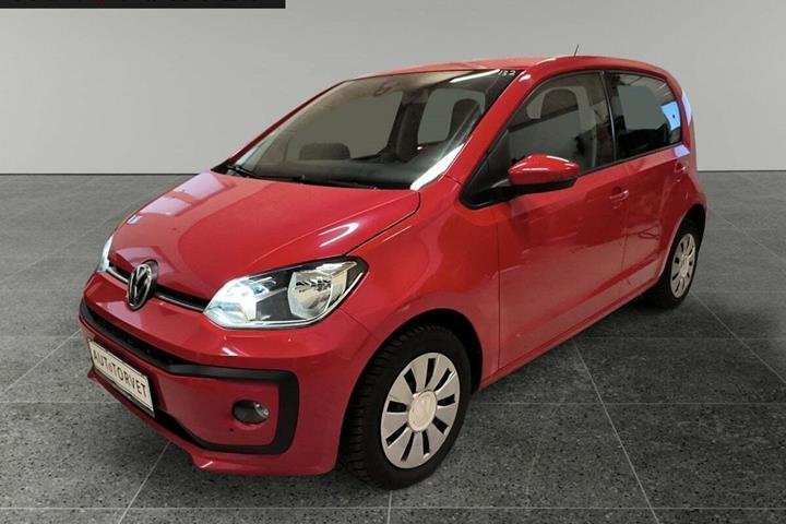 Rød VW UP! fra 2020 set udefra