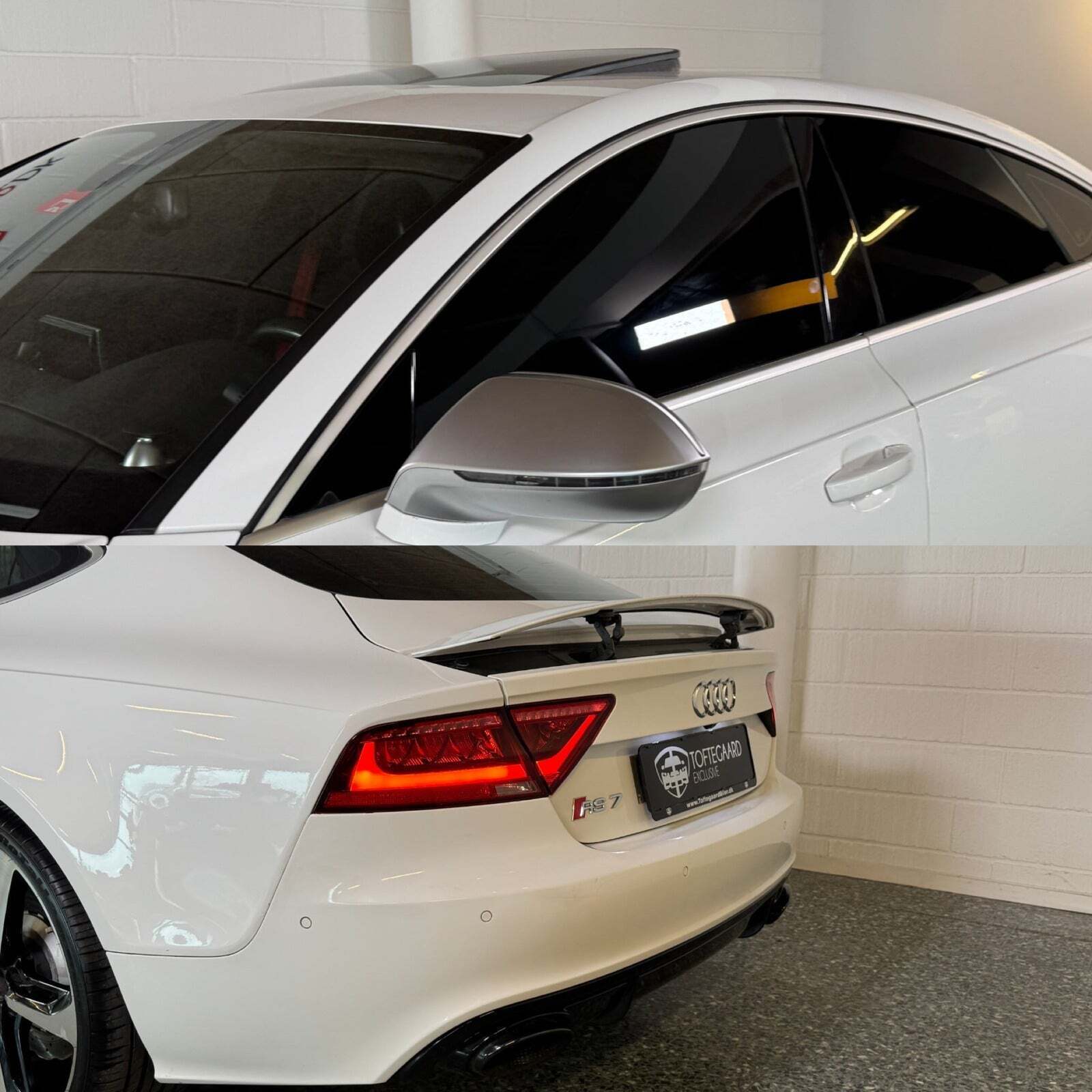 Hvid Audi RS7 fra 2014 set udefra