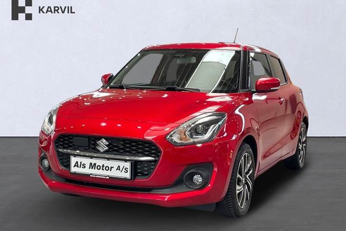 Rød Suzuki Swift fra 2021 set udefra
