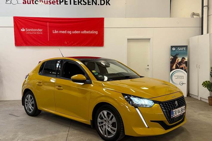 Gul Peugeot 208 fra 2020
