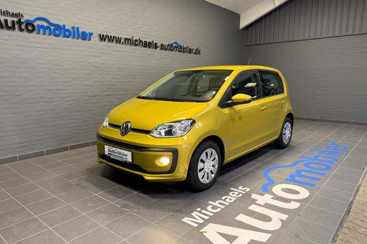 Gul VW UP! fra 2017 set udefra
