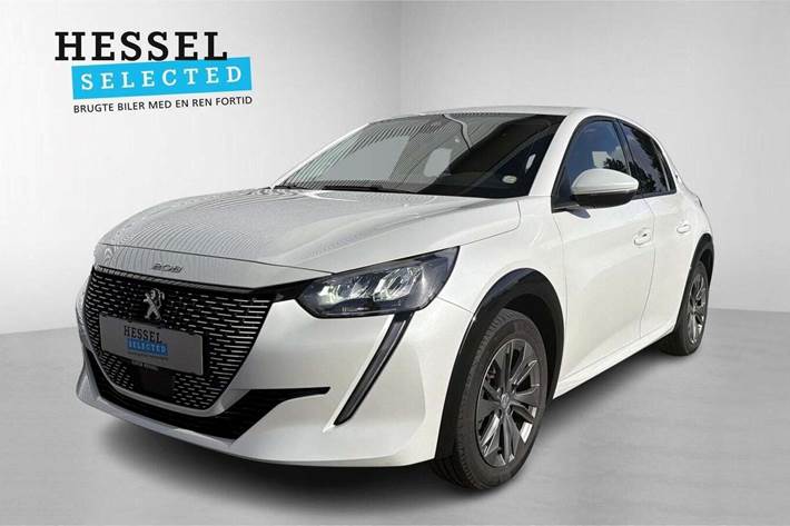 Hvid Peugeot e-208 fra 2020 set udefra