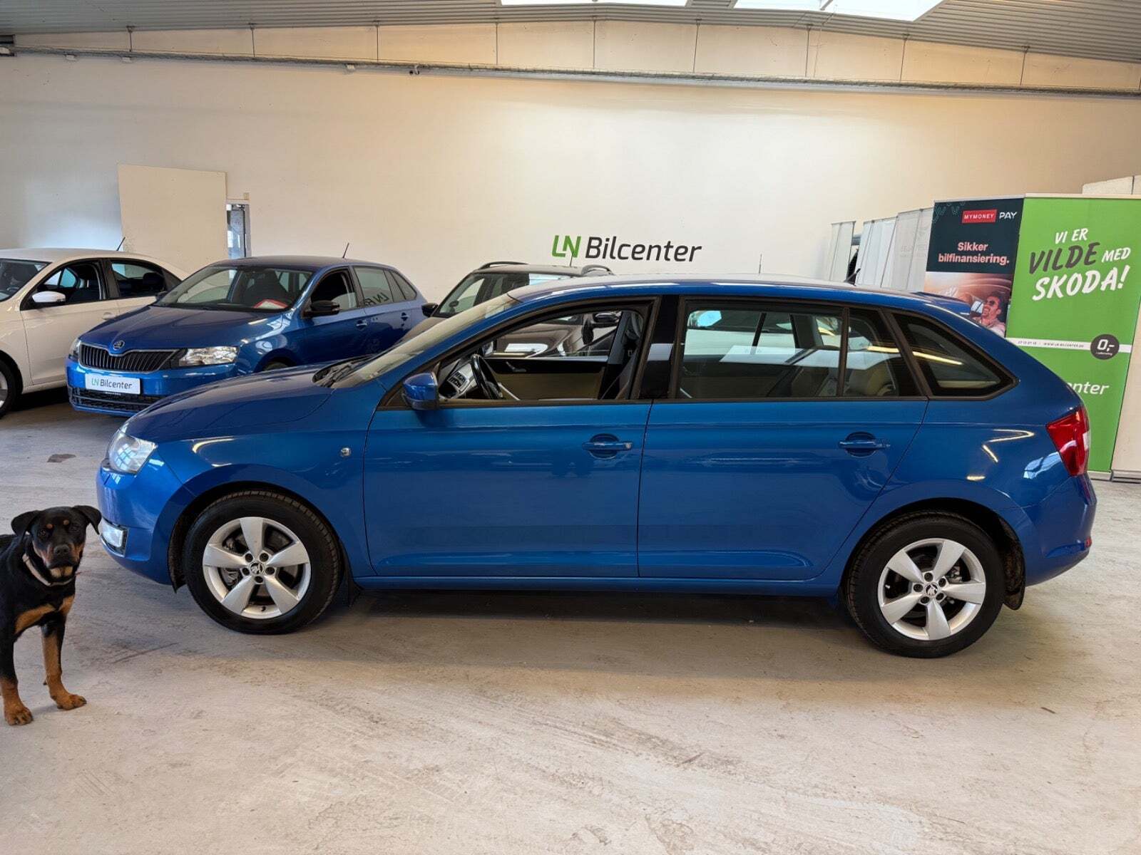 Blå Skoda Rapid fra 2015