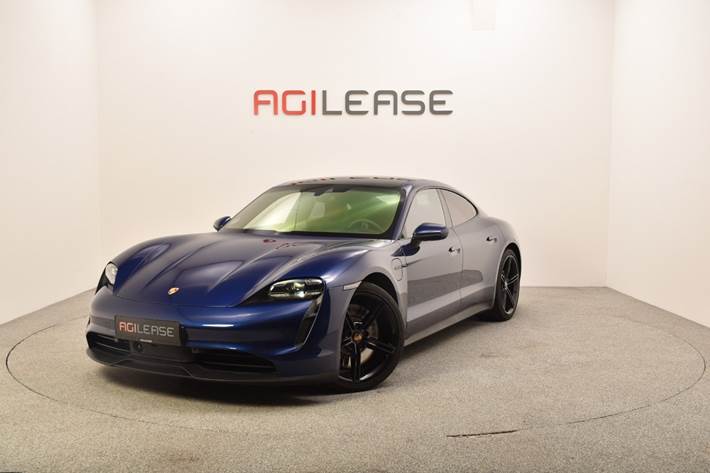Blå Porsche Taycan 4S fra 2020 set udefra