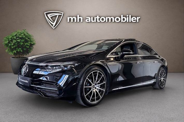 Sort Mercedes EQS580 fra 2022 set udefra