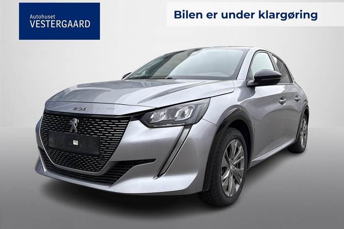 Grå Peugeot e-208 fra 2023