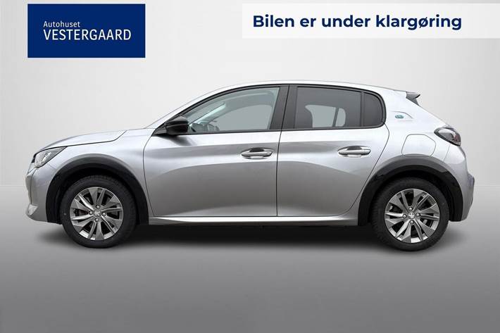 Grå Peugeot e-208 fra 2023