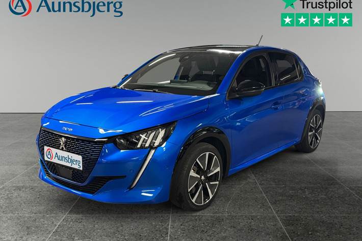 Blå Peugeot e-208 fra 2022
