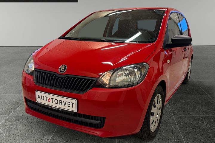 Rød Skoda Citigo fra 2017 set udefra