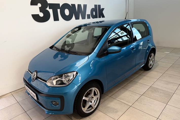 Blå VW UP! fra 2018 set udefra