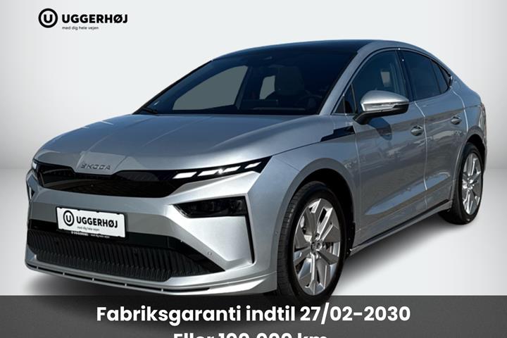 Sølv Skoda Enyaq fra 2026 set udefra