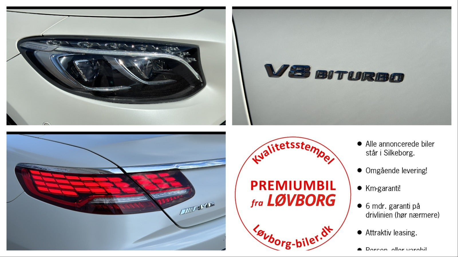 Hvid Mercedes S63 fra 2016