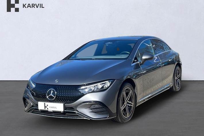 Grå Mercedes EQE350+ fra 2024 set udefra