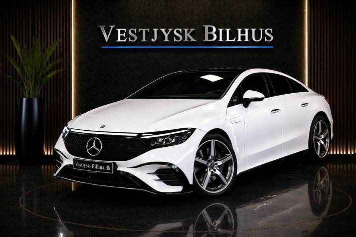 Hvid Mercedes EQE350+ fra 2022 set udefra