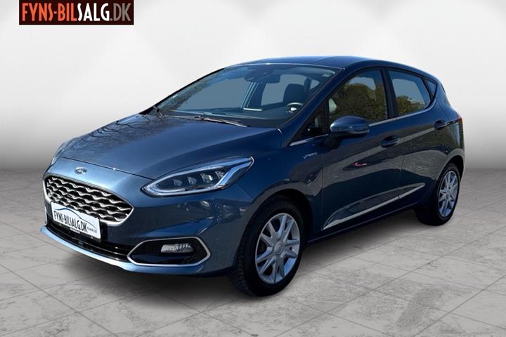Blå Ford Fiesta fra 2019 set udefra