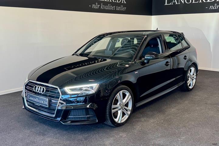 Sort Audi A3 fra 2019 set udefra