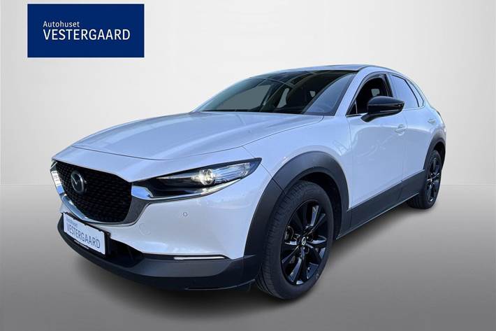 Hvid Mazda CX-30 fra 2022 set udefra