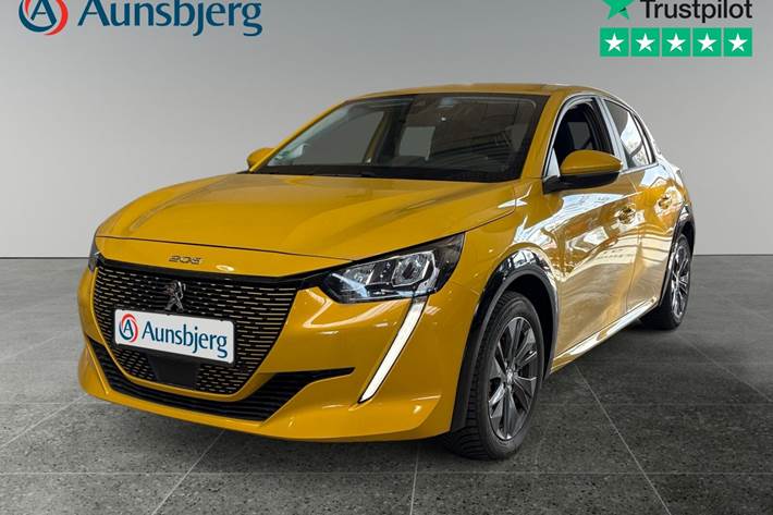 Gul Peugeot e-208 fra 2021