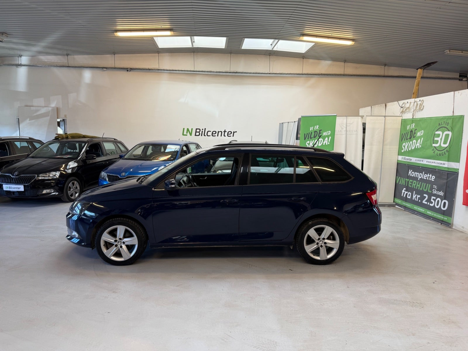 Blå Skoda Fabia fra 2018