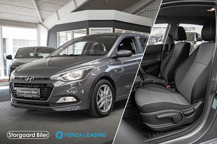 Grå Hyundai i20 fra 2017 set udefra
